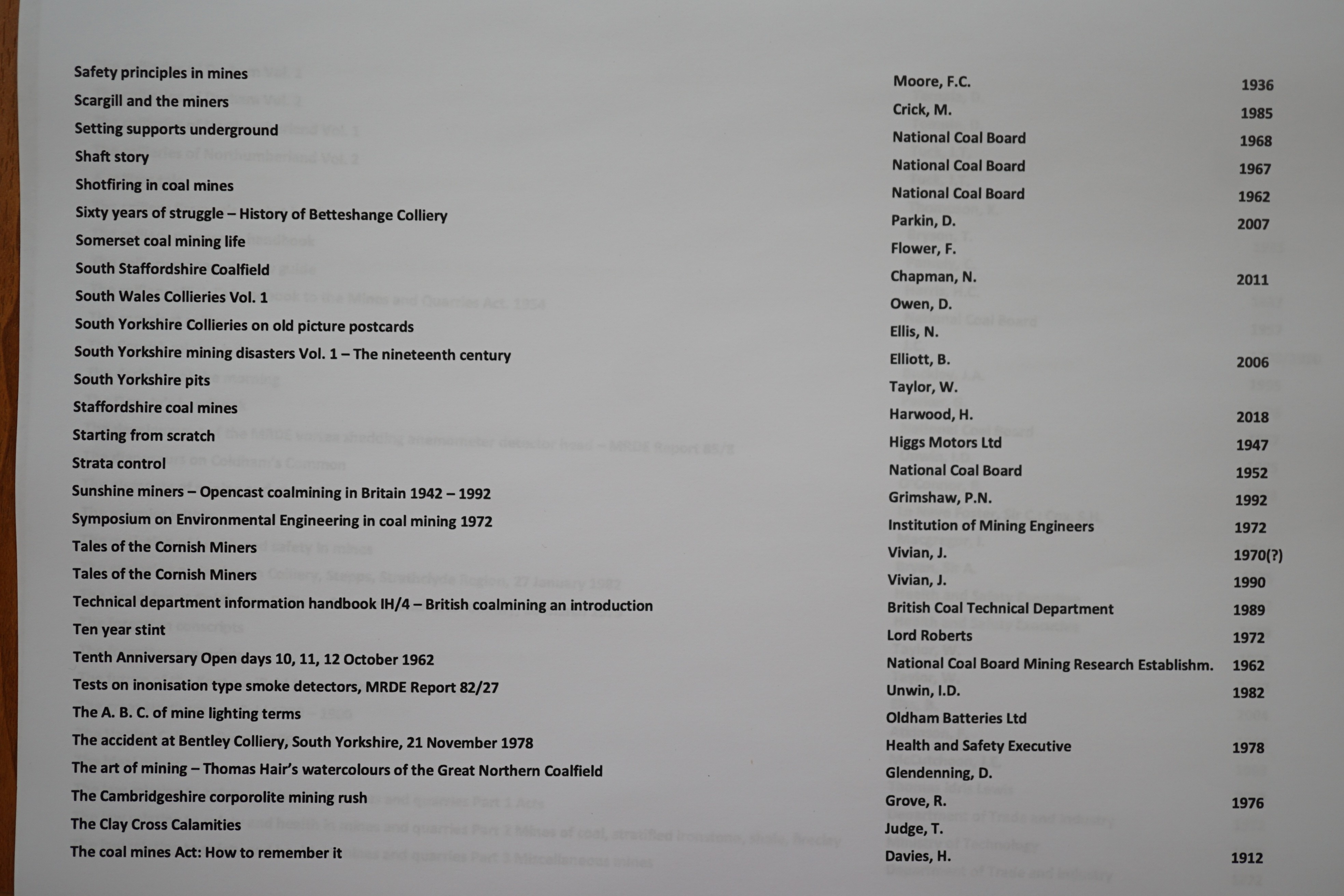 The remarkable Ian Unwin archive of 432 works relating to THE COAL MINING INDUSTRY, consisting of reports on health and safety, coal mining history, including technical innovations, numerous disasters and accidents, in c